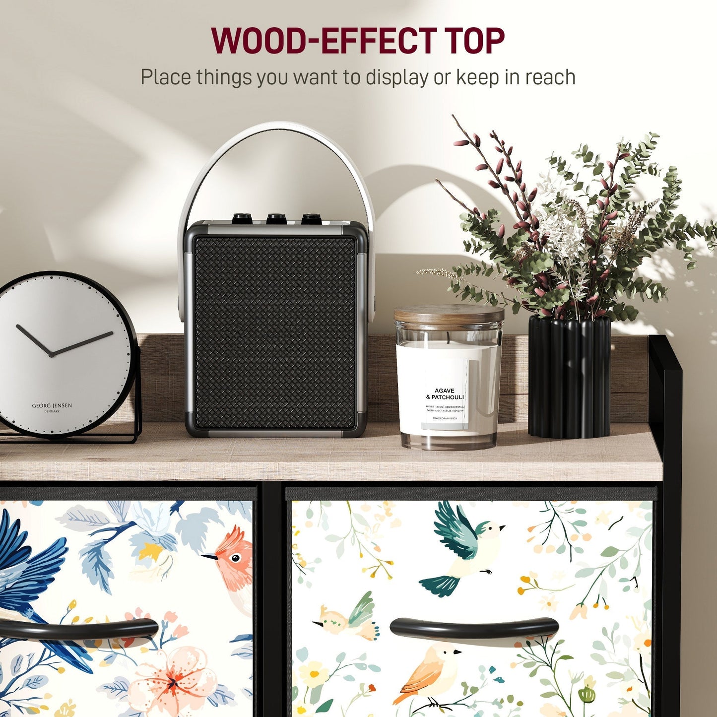 HOMCOM 5-Drawer Chest of Drawers - White