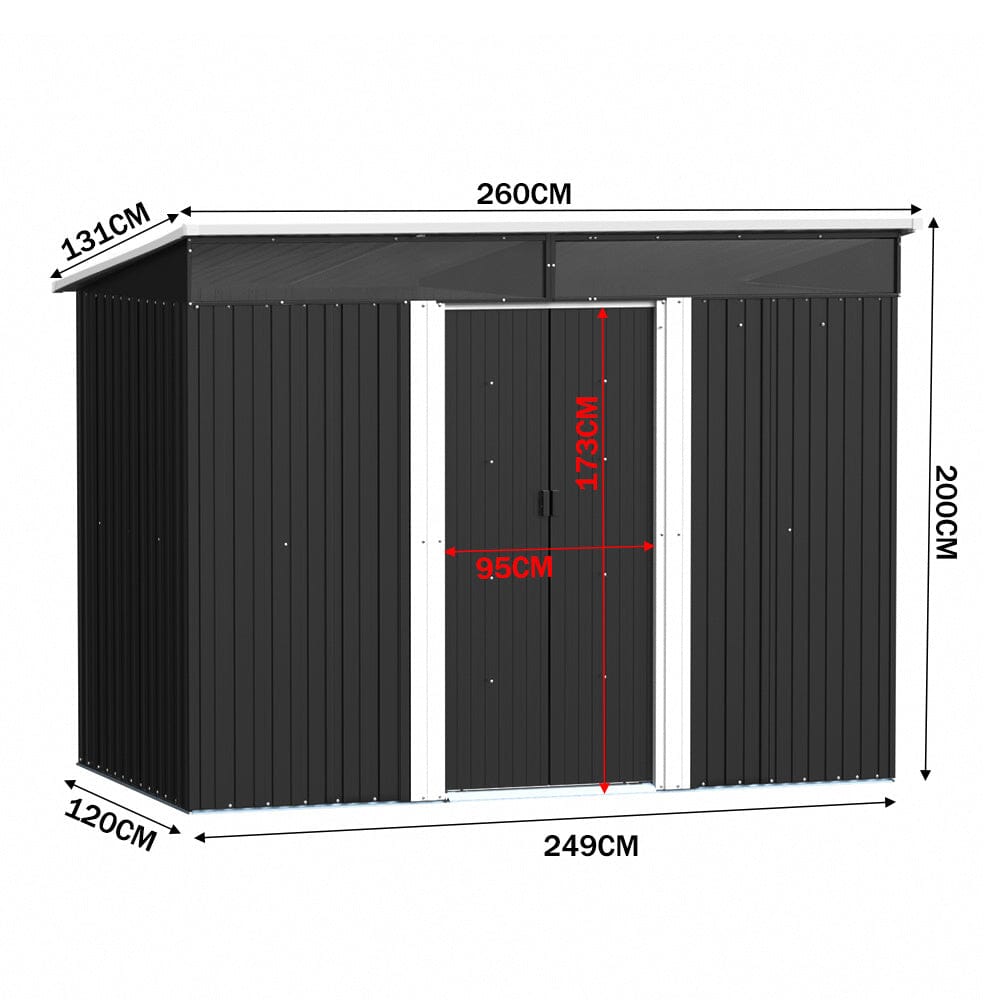 8.6 ft Garden Bike Sheds Metal Storage Shed with Lockable Sliding Doors