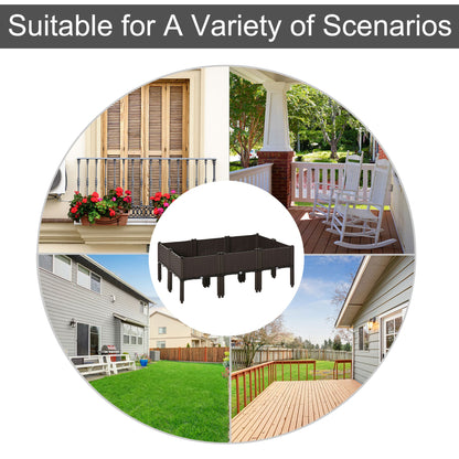 Outsunny Set of 6 26L Garden Raised Bed Elevated Patio Flower Plant Planter Box PP Vegetables Planting Container, Brown