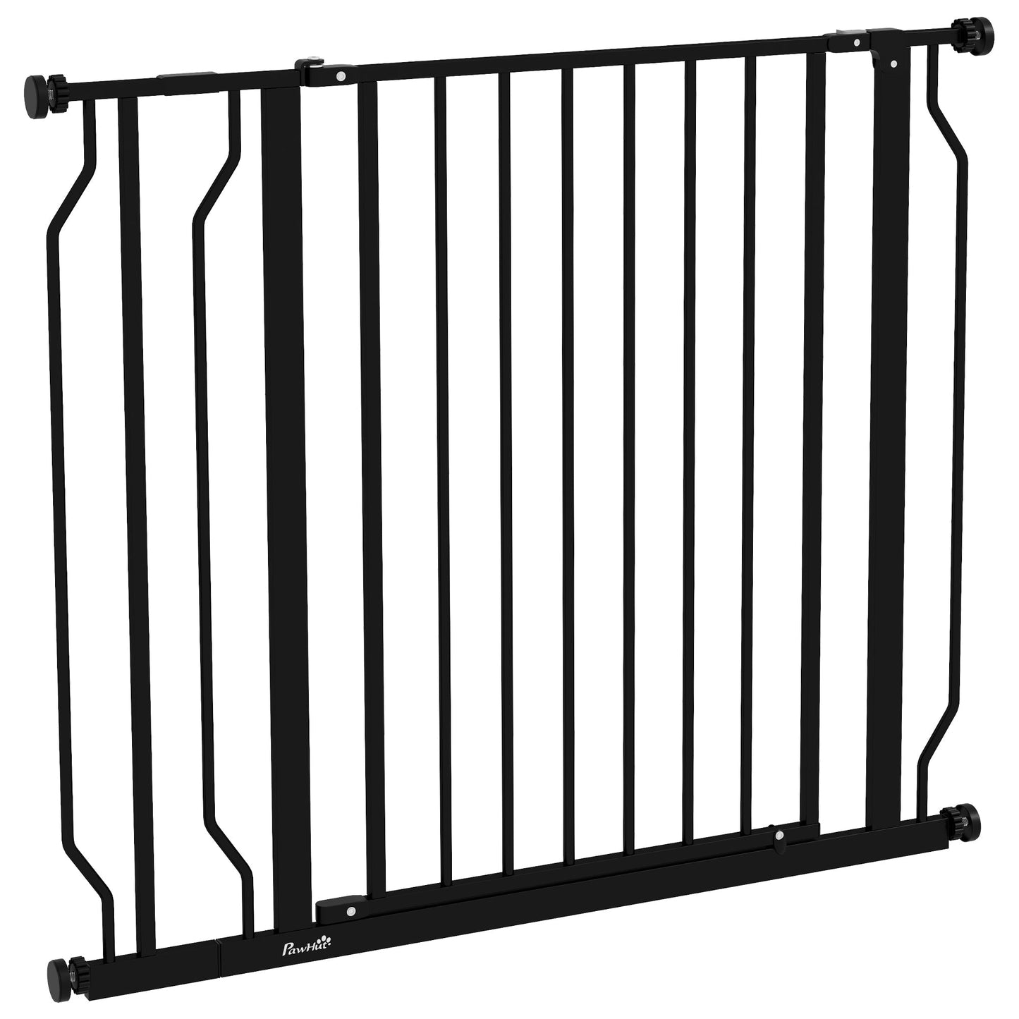 PawHut Wide Dog Baby Safety Gate, with Door Pressure, for Doorways, Hallways, Staircases - Black