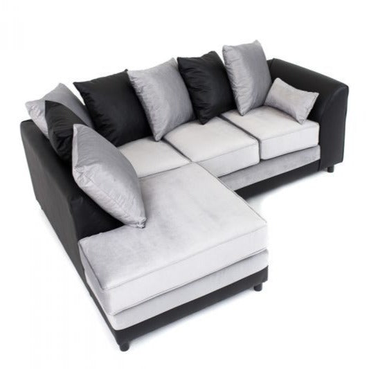 Dylan Velvet Corner Sofa - Dual Toned