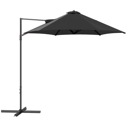 Outsunny 2,5 m obrotowy parasol wspornikowy - czarny