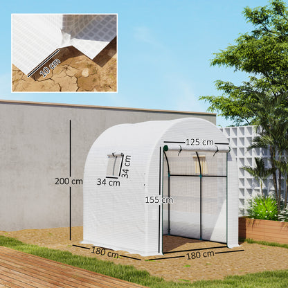 Outsunny 180 x 180cm Walk-In Polytunnel Greenhouse - White