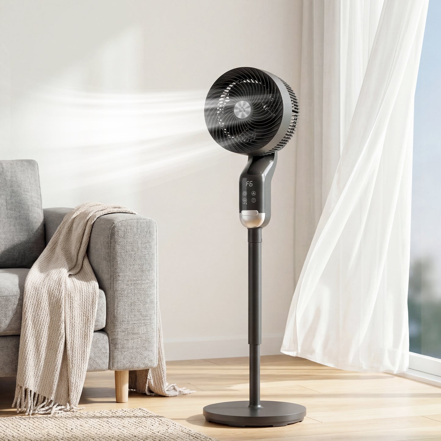 HOMCOM 20 dB Silent Standing Fan, 41" Pedestal Fan with Remote, 85Â° Oscillating, 8 Speeds, Adjustable Height, 12H Timer