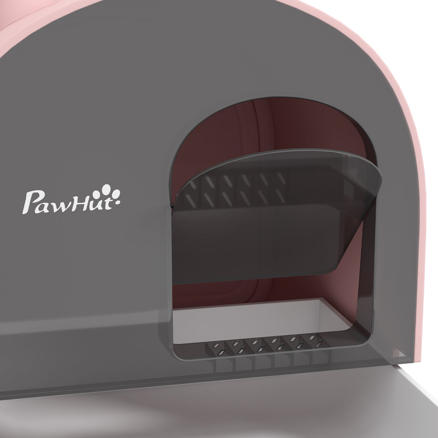 PawHut Hooded Cat Litter Box, Kitten Litter Tray, with Lid, Scoop, Filter, Flap Door, Pink