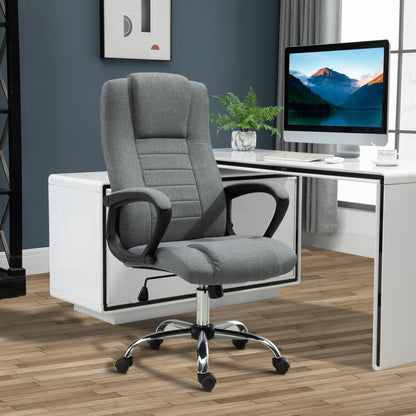 Vinsetto Linen-Look Swivel Office Chair - Dark Grey