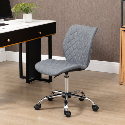 Vinsetto Mid Back Swivel Chair w/360° Swivel Height, thick sponge padded, Adjustable Home Office Linen Fabric Grey