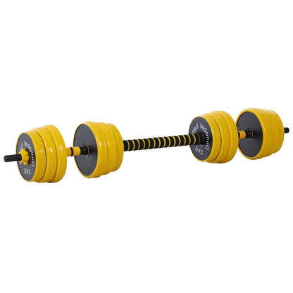 HOMCOM 30kg Dumbbell & Barbell  Adjustable Set Plate Bar Clamp Rod Home Gym Sports Area Exercise Ergonomic