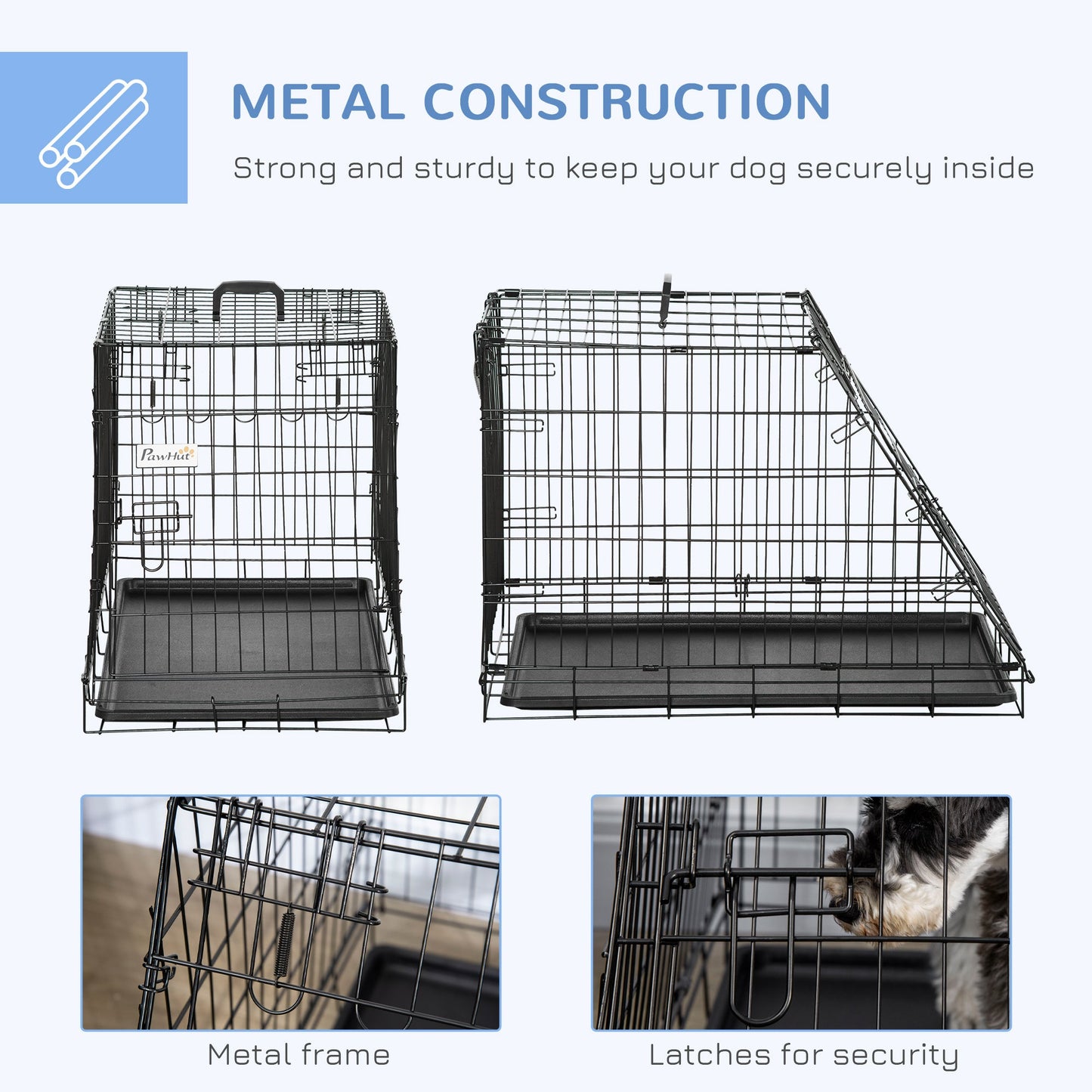 Pawhut Trapeze Collapsible Dog Pet Travel Box Cage Removable Tray 77 x 47 x 55cm