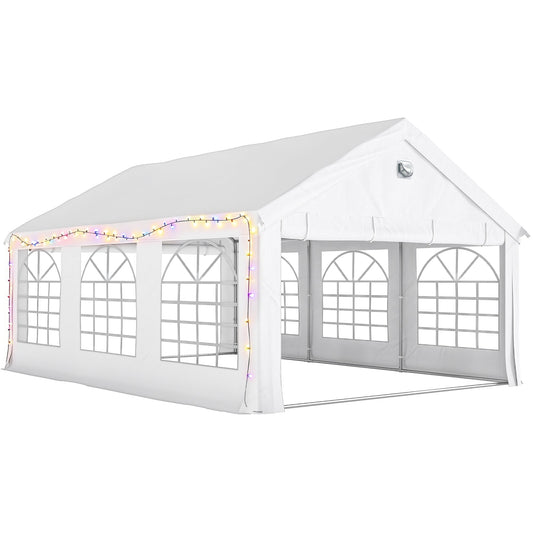 Outsunny 6 x 4 m Party Tent, Heavy Duty Gazebo Canopy with Windows, Outdoor Party Wedding Tent with 4 Removable Sidewalls