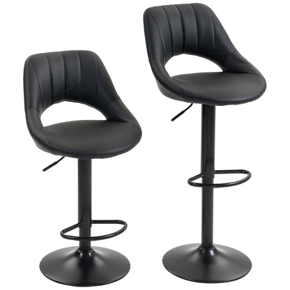 HOMCOM Set of Two Faux Leather Bar Stools - Black