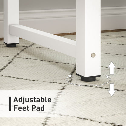 HOMCOM Computer Desk, Writing Table, 80 x 60 x 76cm Workstation for Home Office, Study with Metal Frame, Simple Assembly, White