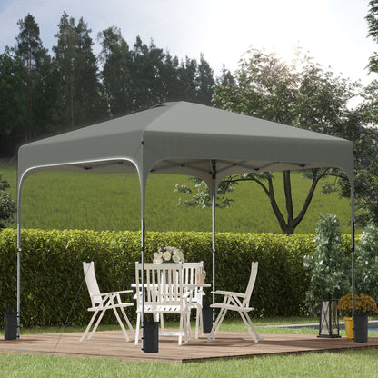 Outsunny 3 x 3 (M) Pop Up Gazebo, Foldable Canopy Tent with Carry Bag with Wheels and 4 Leg Weight Bags for Outdoor Garden Patio Party, Dark Grey