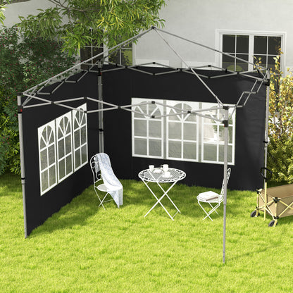 الألواح الجانبية Outsunny Gazebo، استبدال الجوانب بنافذة لشرفة المراقبة المنبثقة 3x3(m) أو 3x4m، عبوتان، أسود