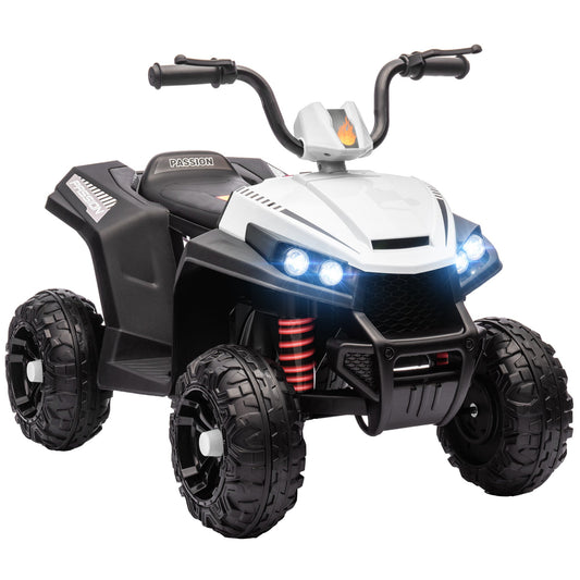 AIYAPLAY 12V elektryczny quad dla dzieci z zawieszeniem sprężynowym, jazda do przodu i do tyłu, oświetlenie LED, muzyka, MP3, kolor biały