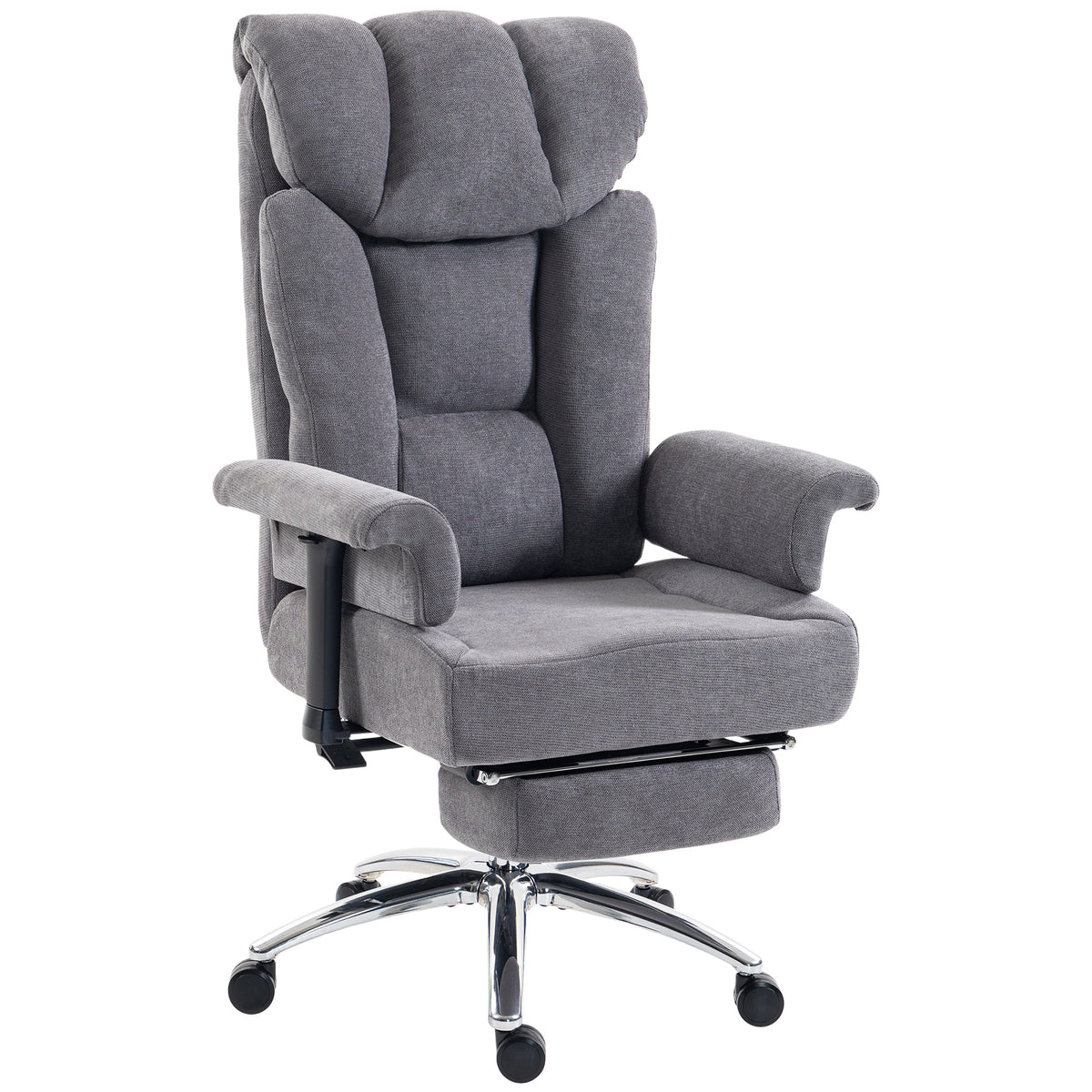 HOMCOM 250 kg Big and Tall Massage Office Chair with Heat, High Back, Height Adjustable Linen Executive Desk Chair, Dark Grey