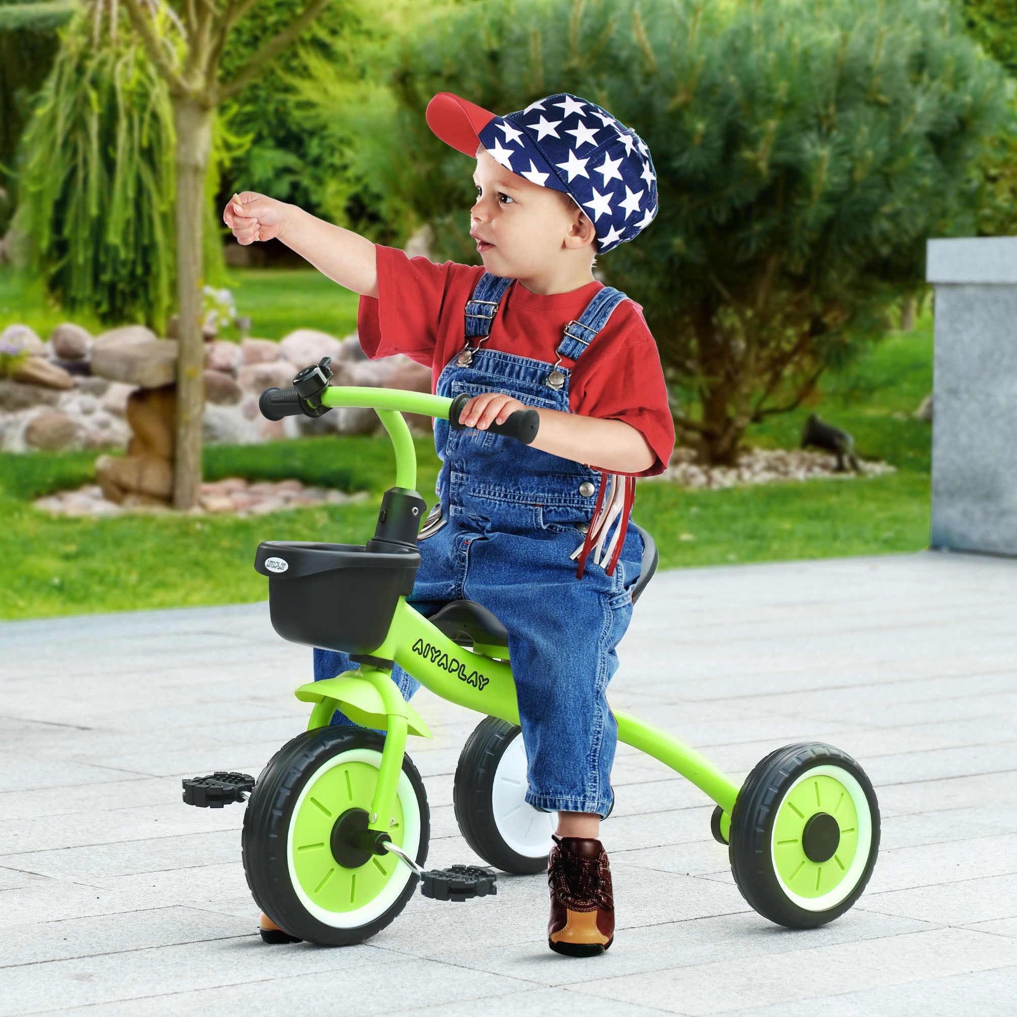 AIYAPLAY Kids Trike Tricycle with Adjustable Seat Basket Bell for Furniture Wave