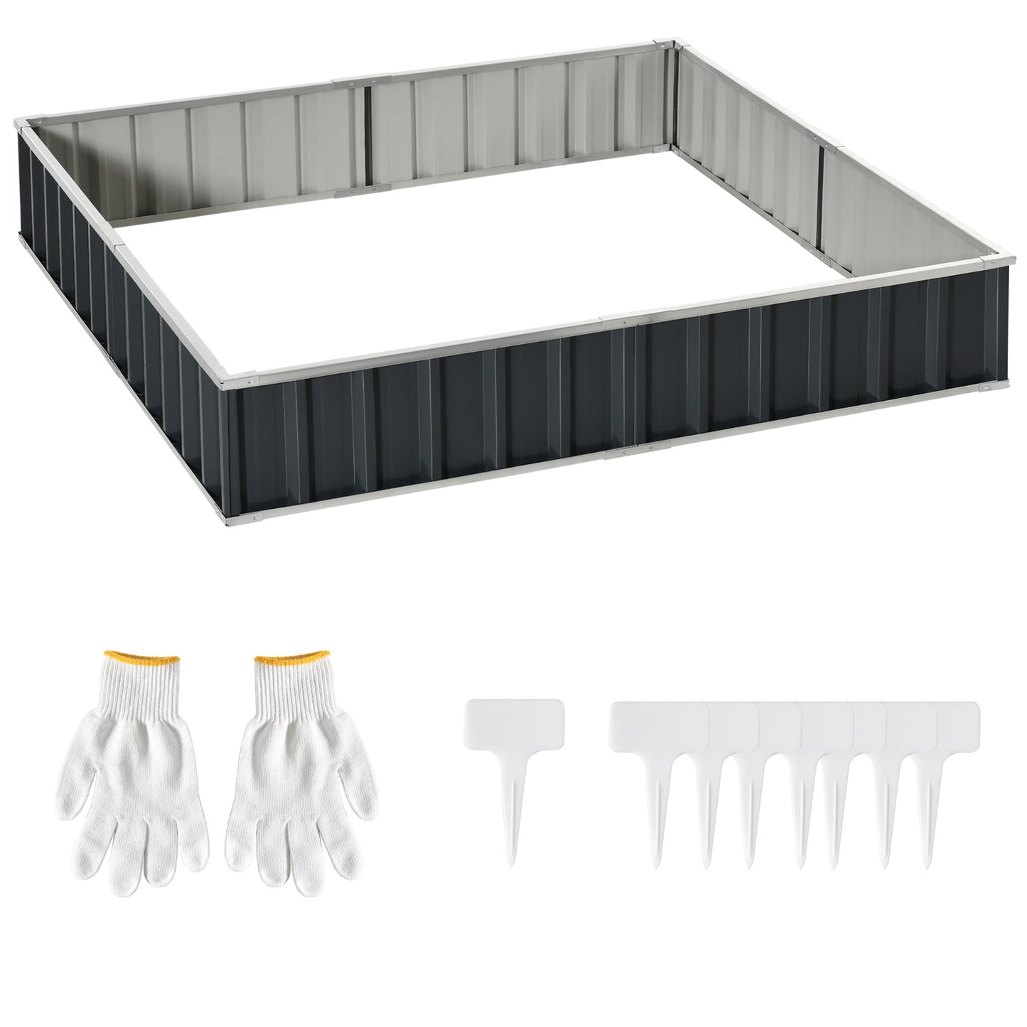 Outsunny 645L Metal Raised Garden Bed, DIY Large Steel Planter Box, No Bottom w/ A Pairs of Glove for Backyard, Patio to Grow Vegetables, Herbs, and Flowers, 258cmx90cm