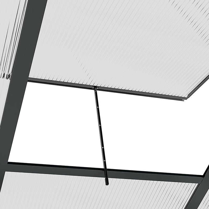 Outsunny 6 x 6ft Poliwęglanowa szklarnia, duża szklarnia z drzwiami przesuwnymi i oknem, domek do uprawy roślin ogrodowych z aluminiową ramą i fundamentem, szary