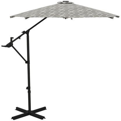 3(m) Convertible Cantilever Parasol and Centre-post Garden Parasol With Cross Base, 360° Rotation Banana Parasol with Crank Handle