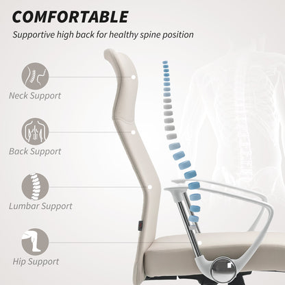 Krzesło biurowe HOMCOM Fabric High Back - kremowo-białe