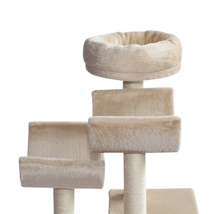 PawHut Cat Tree, Plush, 50Lx40Wx105H cm-Beige