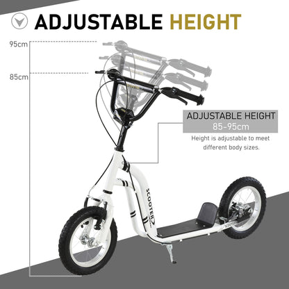 HOMCOM Dual Brakes 12" Metalowa rama Hulajnoga regulowana czarna
