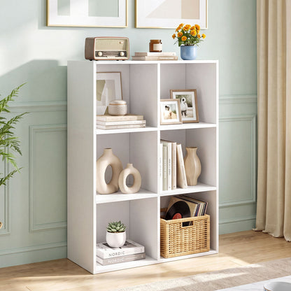 6-Cube Book Shelf Wooden Bookshelf Modern Bookcase Storage Organizer