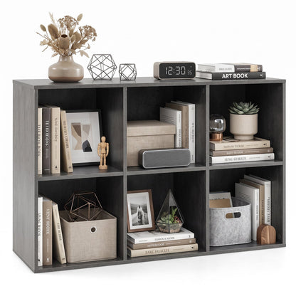 6-Cube Bookcase 3-Tier Storage Organizer with Anti-Tipping Kits for Living Room Study-Grey
