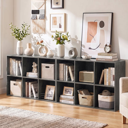 6-Cube Bookcase 3-Tier Storage Organizer with Anti-Tipping Kits for Living Room Study-Grey