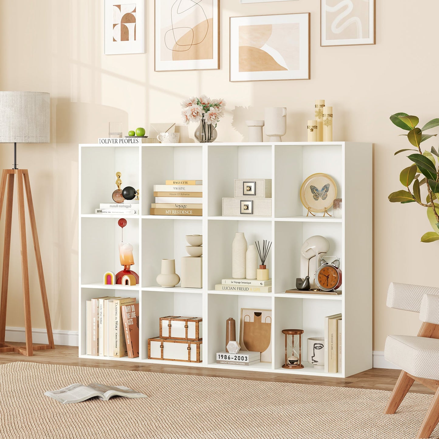 6-Cube Bookcase 3-Tier Storage Organizer with Anti-Tipping Kits for Living Room Study-White