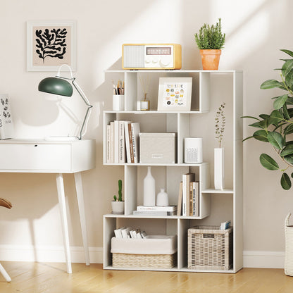 6-Cube Open-back Geometric Bookshelf with Anti-tip Kits-White