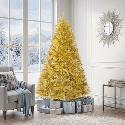 6 FT Artificial Christmas Tree with 1034 Branch Tips and Shimmering Leaves for Party-Golden