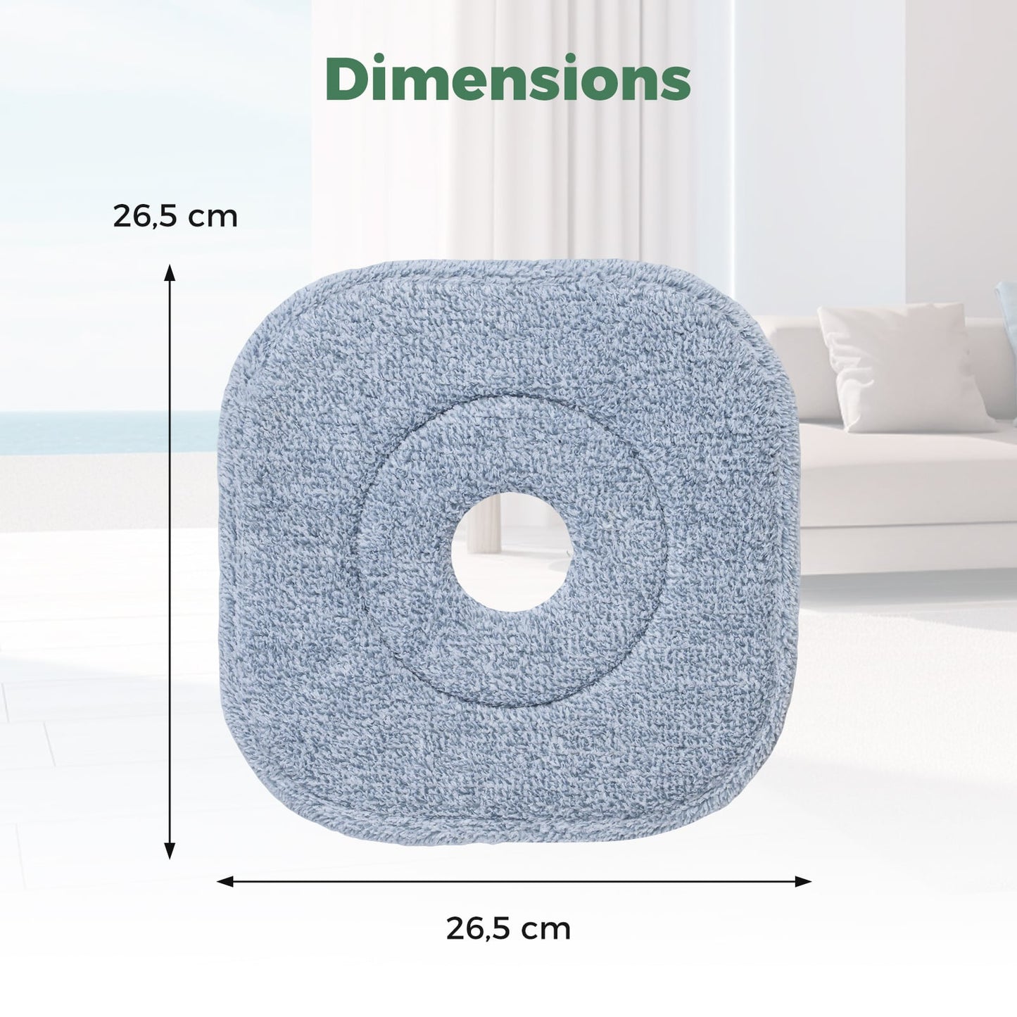 6 PCS Microfibre Mop Pads with Hook & Loop Fasteners Washable for Home Cleaning