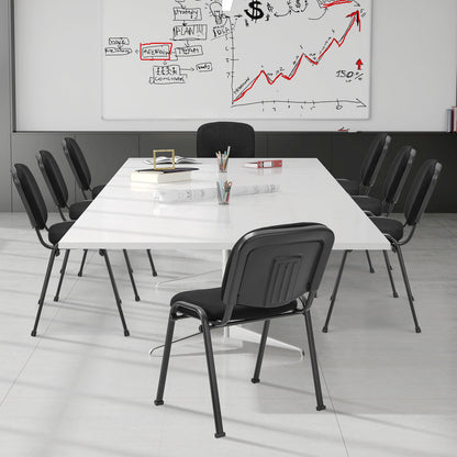 6-Pack Conference Chair Set with Metal Frame and Padded Cushion-Black