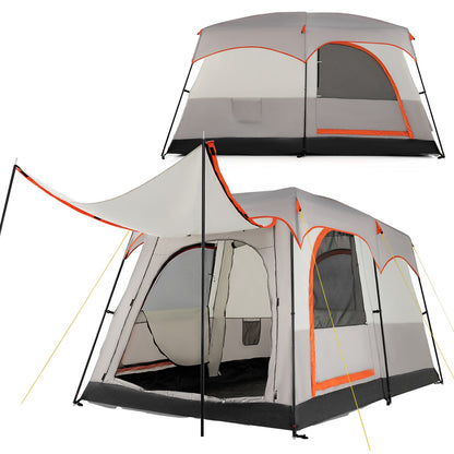 6-Person Camping Tent with 2-Room Divider for Camping Hiking color-Grey
