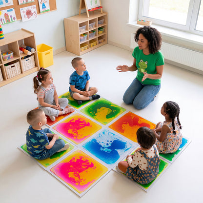 6 Piece 30 x 30 CM Square Liquid Puzzle Pads for Kids