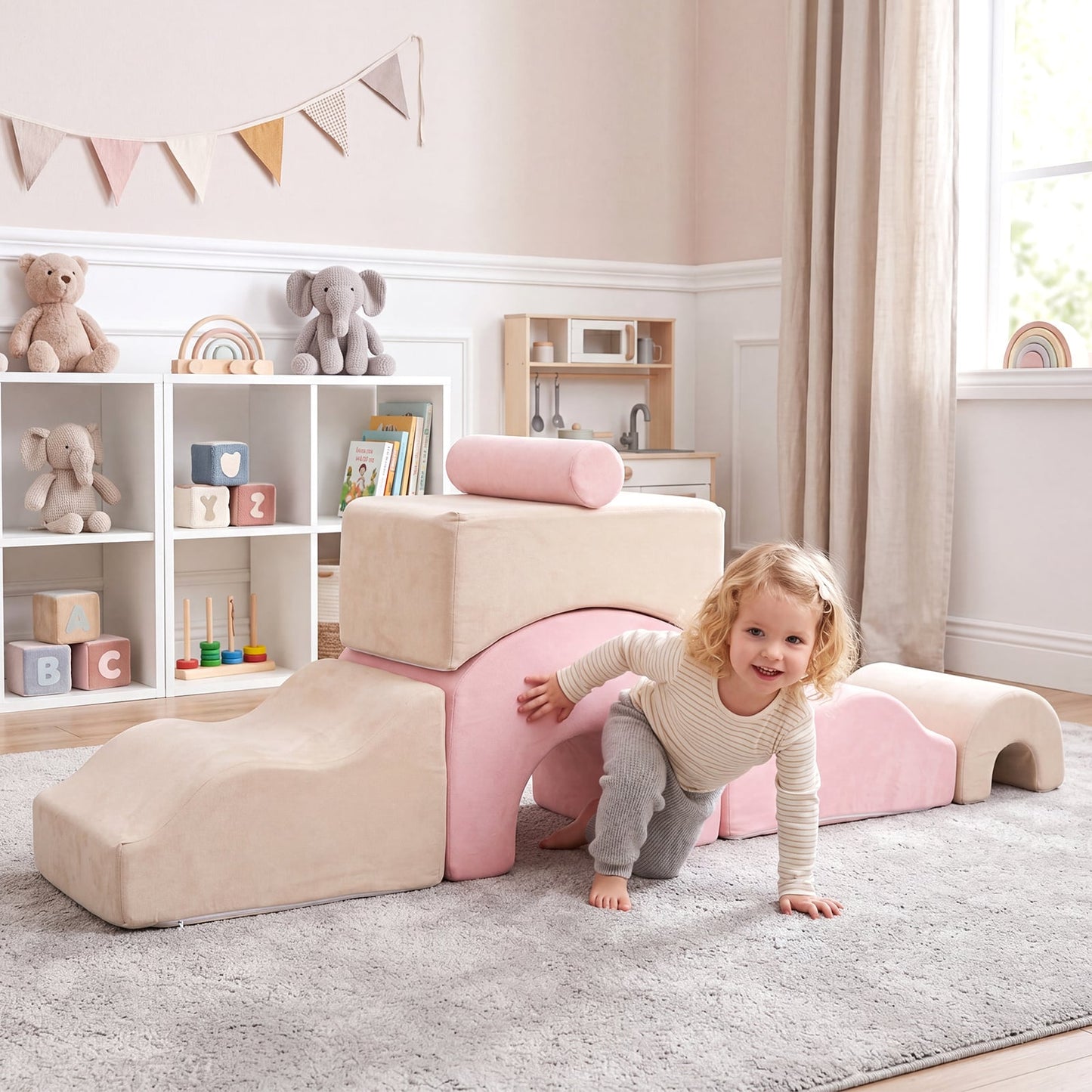 6-Piece Foam Climbing Blocks for Toddlers with Soft Play Set-Multicolor