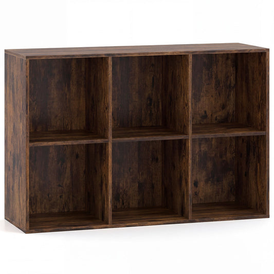 6-Cube Bookcase 3-Tier Storage Organizer in Coffee