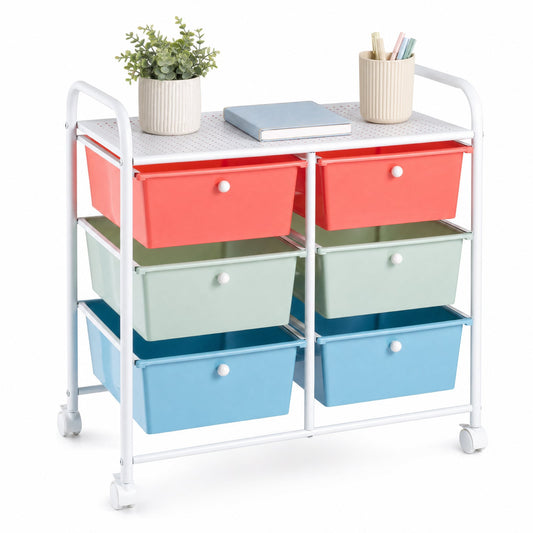 6-Drawer Rolling Storage Cart in Multicolour