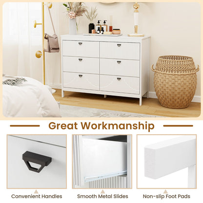 6-Drawer Dresser with Buffet Cabinet Sideboard and Kitchen Cupboard-white