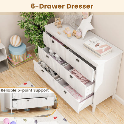 6-Drawer Dresser with Buffet Cabinet Sideboard and Kitchen Cupboard-white