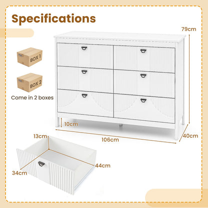 6-Drawer Dresser with Buffet Cabinet Sideboard and Kitchen Cupboard-white