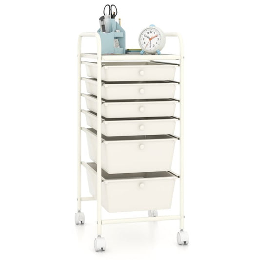 6 Drawers Storage Trolley in White