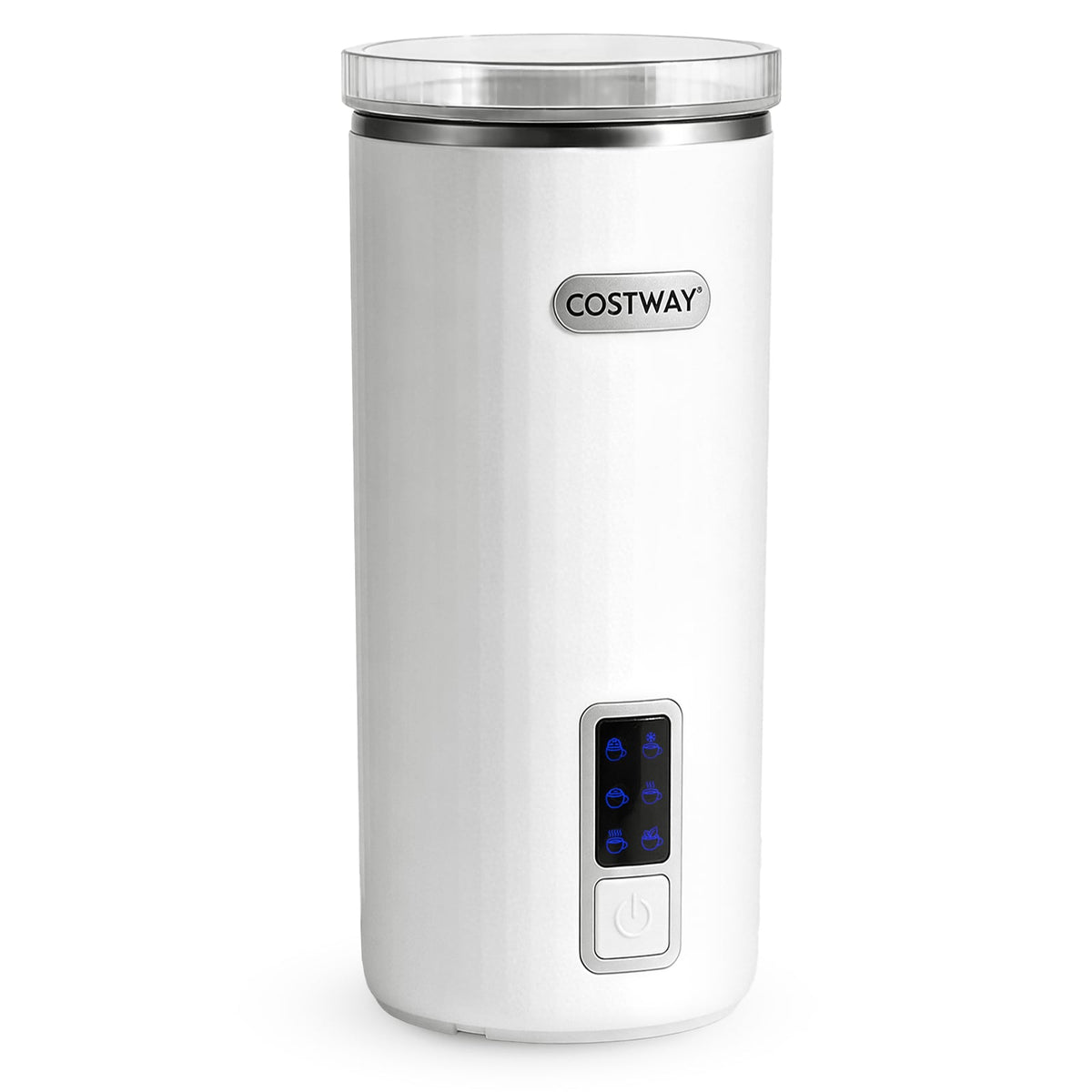 6-in-1 Electric Milk Steamer with Stainless Steel Interior Automatic Warm and Cold Foam Maker-White