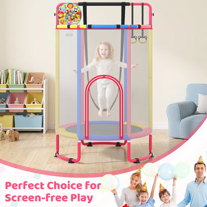 6-in-1 Kids Trampoline 140 cm Indoor Outdoor Trampoline with Swing-Multicolor
