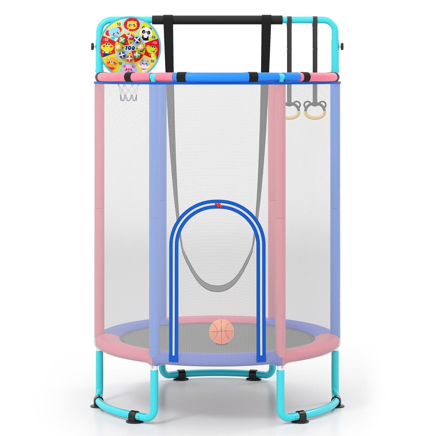 6-in-1 Kids Trampoline 140 cm Indoor Outdoor Trampoline with Swing-Navy