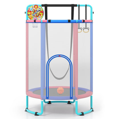 6-in-1 Kids Trampoline 140 cm Indoor Outdoor Trampoline with Swing-Navy
