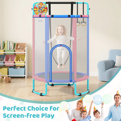 6-in-1 Kids Trampoline 140 cm Indoor Outdoor Trampoline with Swing-Navy