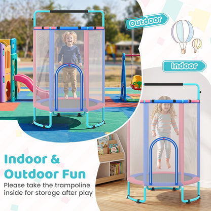 6-in-1 Kids Trampoline 140 cm Indoor Outdoor Trampoline with Swing-Navy